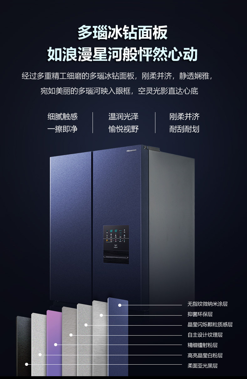 海信 变频风冷 真空保鲜 十字对开超薄冰箱 510L 图9