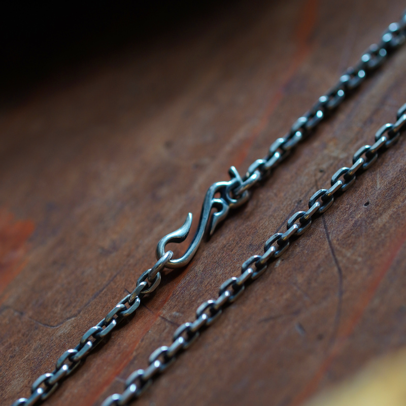 Raven Studio Original Exclusive Design Rs Letter Hook 4mm Tooled Chain 925 Silver Jewelry Couple Necklace Handmade
