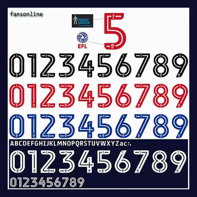 English Crown Number English Championship League PU anti-color color number heat transfer transfer transfer 2017 season-now