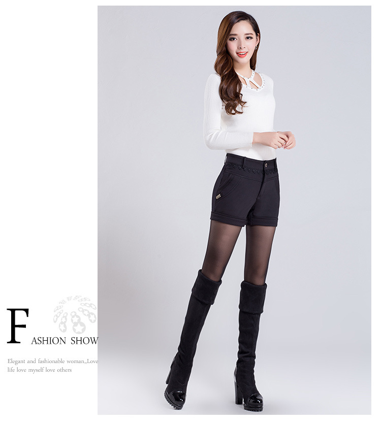 Mùa thu và mùa đông mặc quần âu của phụ nữ ủng đáy quần cỡ lớn eo cao giảm béo mm phù hợp với quần short mẹ trung niên quần short ren nữ đẹp