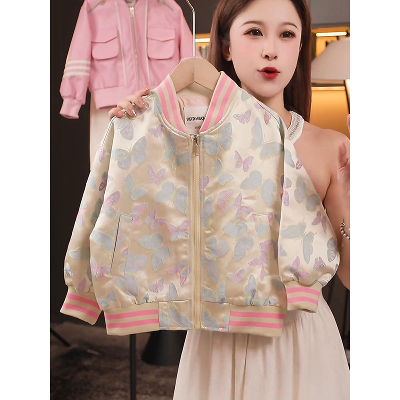 Girls' Baseball Jacket Autumn 2025 New Trendy Children's Casual Top Korean Style Fashionable Jacket for Girls