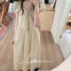 Blue Bell Freesia Summer Sweet Round Neck Lace-Up Resort Style Versatile Dress