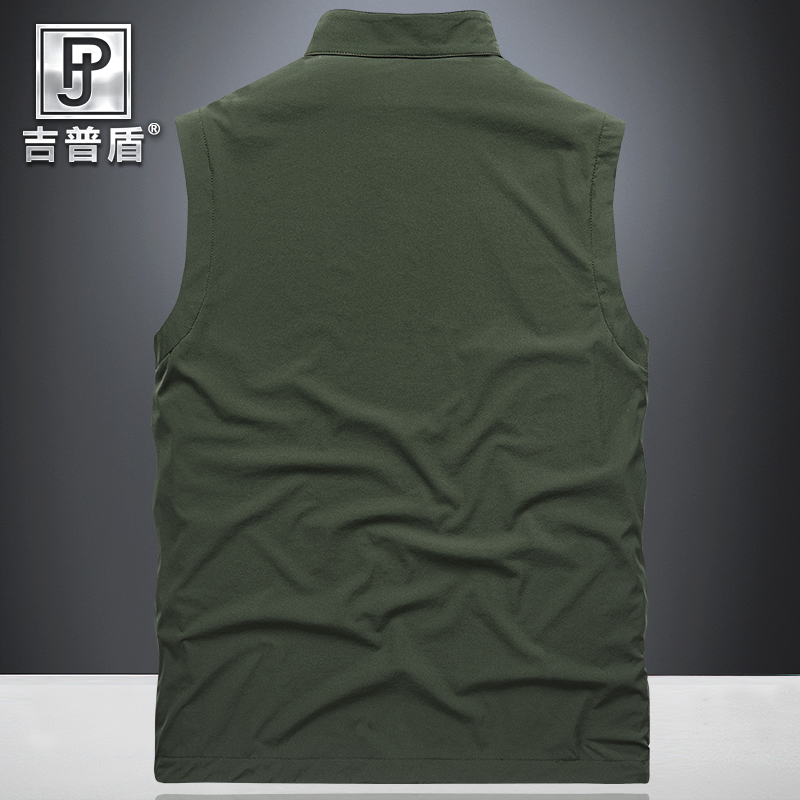 Jeep khiên Stables nam mùa hè Slim Vest nhanh khô Sport tay vai Casual Ảnh cá ngựa Clip Jacket