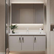 Lumière Extravagant Minimaliste Oak Wood Baking Lacquered Bath Cabinet Combined Ceramic Integrated Basin Wash Washbasin Cabinet Toilet Wash Terrace