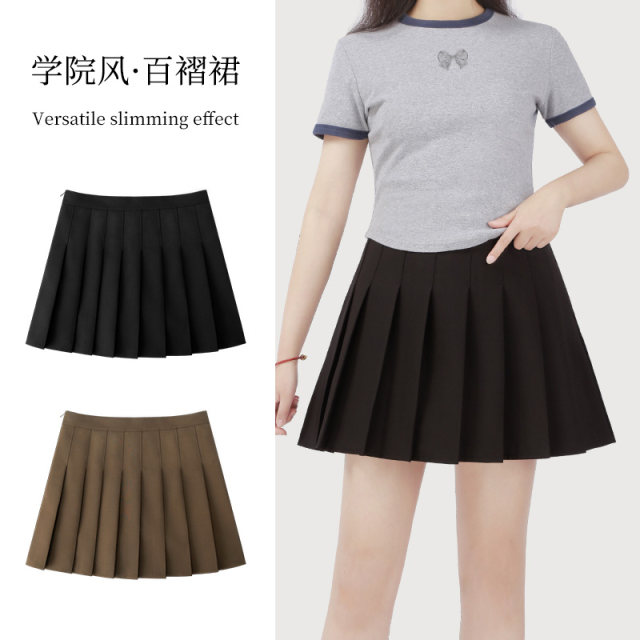 College style pleated skirt for women spring and summer 2025 new Korean version