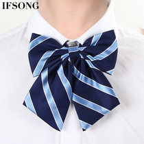 Korean collar flower female professional striped bow tie female decoration stewardess bank hotel JK bow tie shirt female