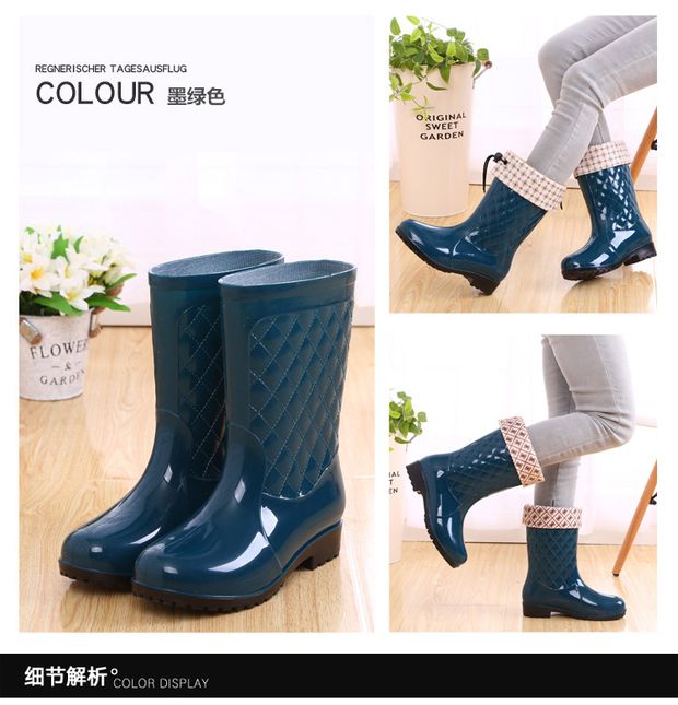 Mùa đông ống cao cộng với cotton cộng với nhung dày chống thấm nước mưa nam và nữ kích thước lớn giày cao su mưa chống trượt giày cao su bảo hiểm lao động ủng cao su ủng nữ đi mưa 