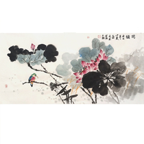 Chinese painting hand-painted authentic lotus picture bedroom bedside painting dining room living room Chinese decorative painting banner ink calligraphy painting