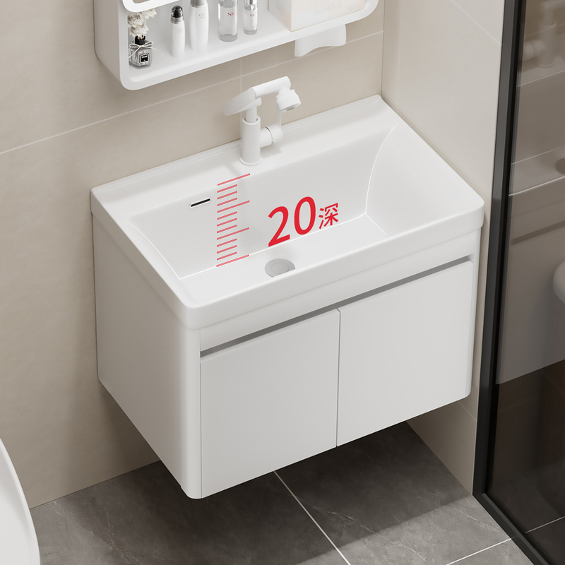 Honeycomb Aluminum Bathroom Cabinet for Small Apartments, Narrow Edge Washbasin, Deepened Waterproof Ceramic Integrated Balcony 30cm Honeycomb Aluminum Bathroom Cabinet for Small Apartments, Narrow Edge Washbasin, Deepened Waterproof Ceramic Integrated Balcony 30cm