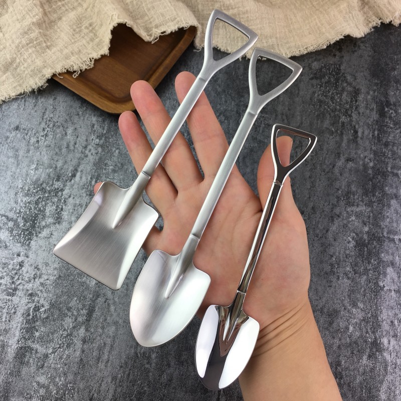 Shovel spoon 304 stainless steel creative eating watermelon artifact Retro sapper shovel Coffee dessert ice cream net red spoon