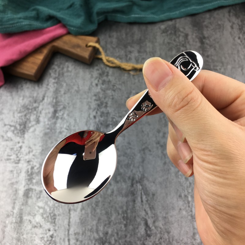 304 stainless steel kindergarten home cute kid Deep soup spoon Children's baby drink porridge with round head small spoon