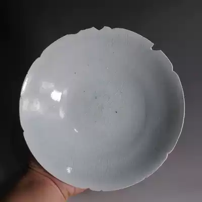 宋代一级湖田窑花口大碗影青葵花盘老窑瓷器收藏品摆件包老保真