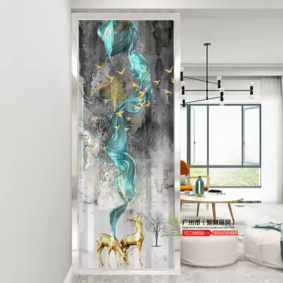 New Chinese mobile screen partition living room bedroom wash basin porch modern simple frosted tempered glass folding screen