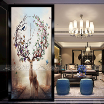 Art glass European screen partition transparent frosted background wall cabinet restaurant aisle entrance abstract simple