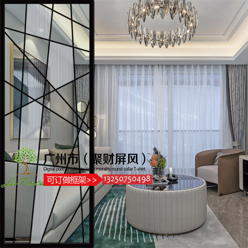 European-style art glass porch screen living room partition background corridor light-transmitting frosted craft cabinet modern lattice