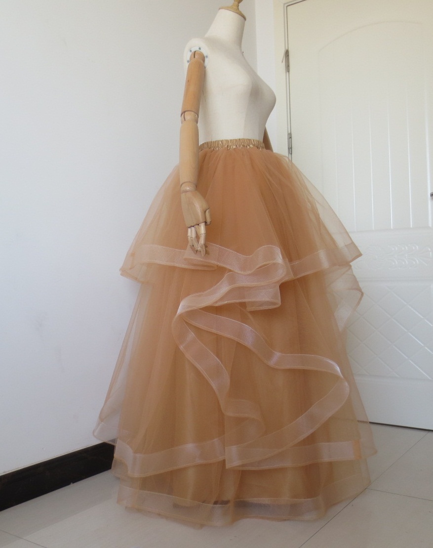 Long skirt, golden wedding dress, maxi length, tutu skirt, high waist Long skirt, golden wedding dress, maxi length, tutu skirt, high waist