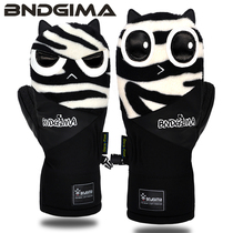 BNDGIMA ski gloves men and women lovers waterproof thickened warm double veneer Kevlar childrens cartoon parent-child