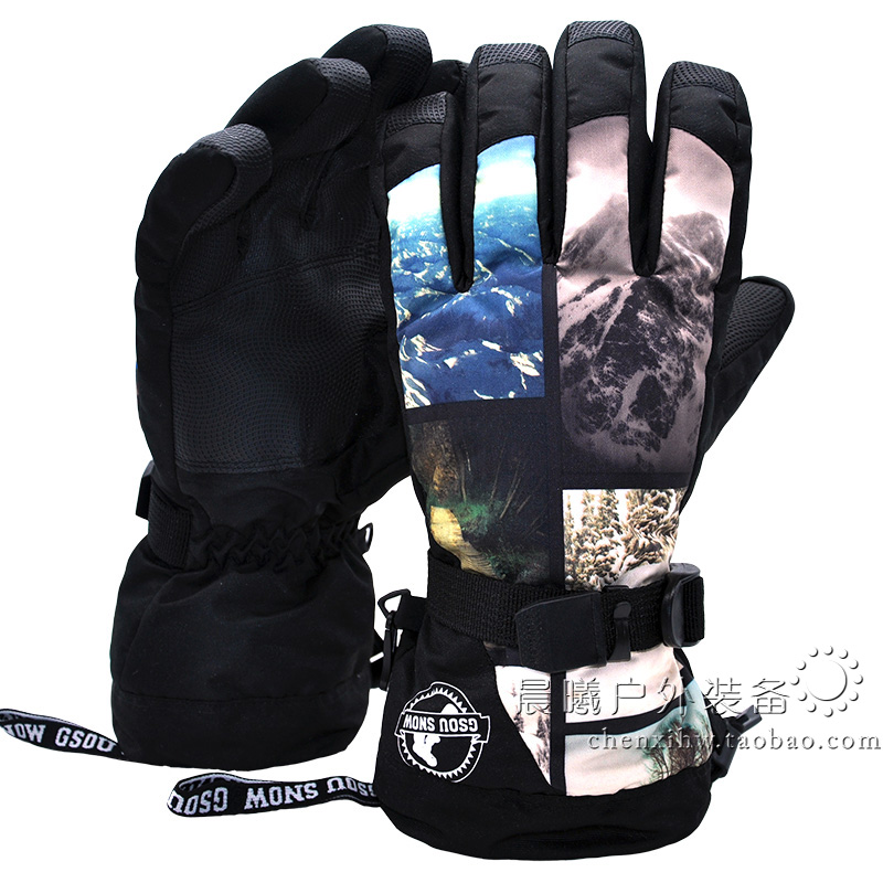 Gsou Snow chính hãng màn hình cảm ứng đệm không thấm nước cộng với nhung ấm mùa đông ngoài trời đi bộ đường dài đi xe trượt tuyết nam găng tay chống nắng thể thao