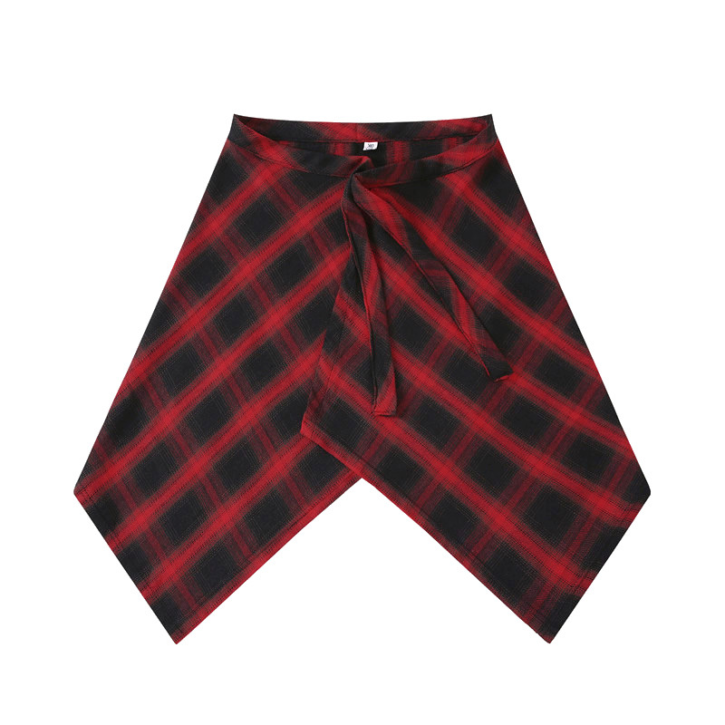 Street Dance Style Plaid Skirt That Covers the Hips, Irregular Waist Skirt, Zumba Dance, Square Dance Group Performance Accessory, Half Skirt