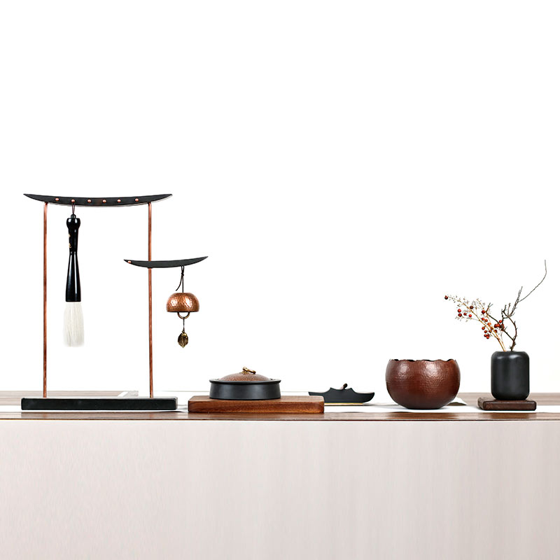 Brush holder pen hanging solid wood minimalist About the new Chinese style room Four precious brush holder containing desktop multifunction pen hang