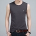 Mùa hè cotton không tay áo thun nam vest thể thao Slim thấm mồ hôi tròn cổ rượu vang đỏ vest vai áo vest