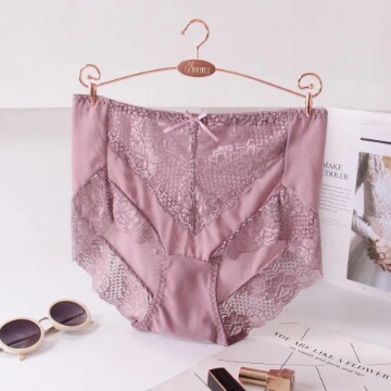 Lace Sexy No Mark Net Yarn High Waist Large Size Foreign Trade Expensive Woman Luxurious Speed Dry Pure Cotton Crotch Slight Bungles Underpants