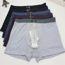 Three Tips Mens Underwear 201 Flat Corner Pants Modale Bamboo Fiber Big Code Four Corner Pants Head Ice Silk Hollowed-out