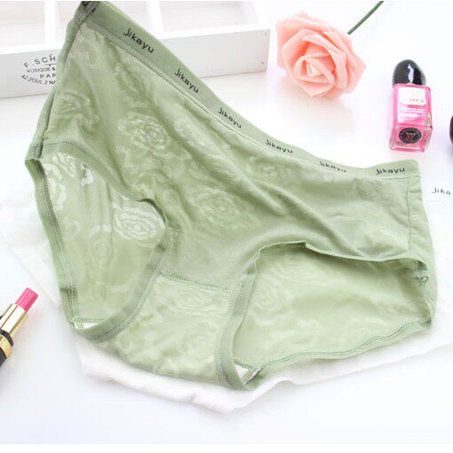 Ultra-thin, no-mark dark tattoo jacquard with a piece of ice lady high waist sexy big size and large size triangular pants no.