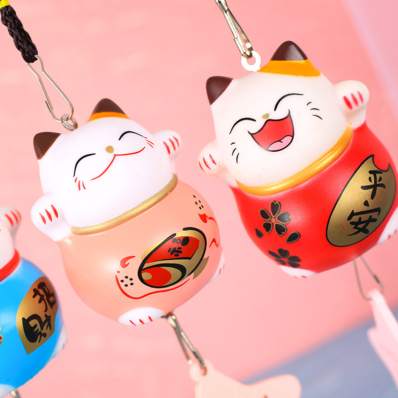 Cai Cai cat enamel small wind chimes hanging door bell hanging door shop door opening reminder Bell