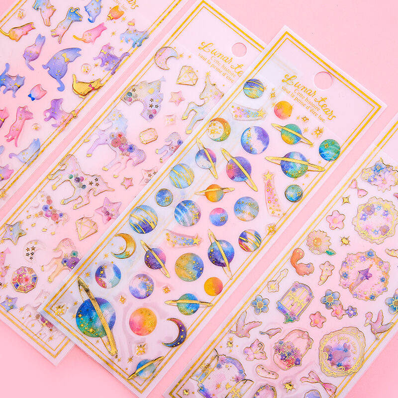 Day Ensemble Cute Handbill Stickers Decorative small patterns Collage Cartoon girl Heart Hands Tent Material Diary diaries-Taobao