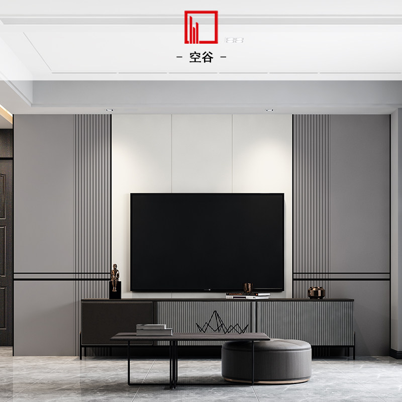 Empty Valley Custom Home Wallboard 2021 New Custom New Chinese Hard Bag Living Room TV Backwall Modern Simplicity