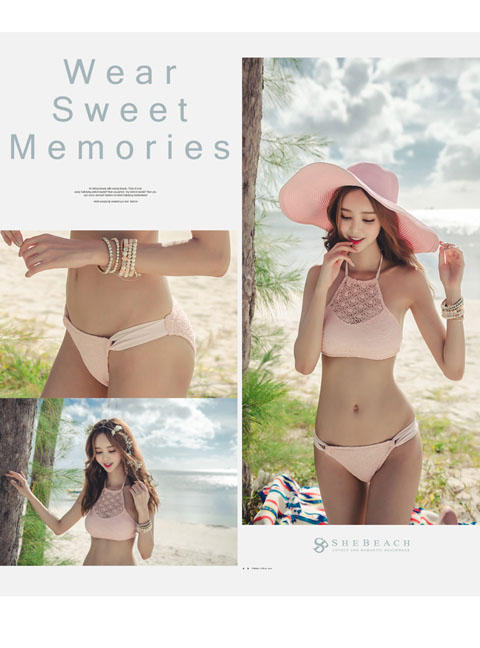 Hàn Quốc chia bikini bikini gợi cảm nữ đan bikini ren ngực openwork body lưới áo tắm Bikini Quyến Rũ Gợi Cảm 