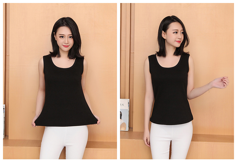 Áo ấm nữ dày cộng với nhung mùa đông bó sát đồ lót cotton bó sát áo sơ mi cỡ lớn không tay áo giữ nhiệt nữ uniqlo nhật	