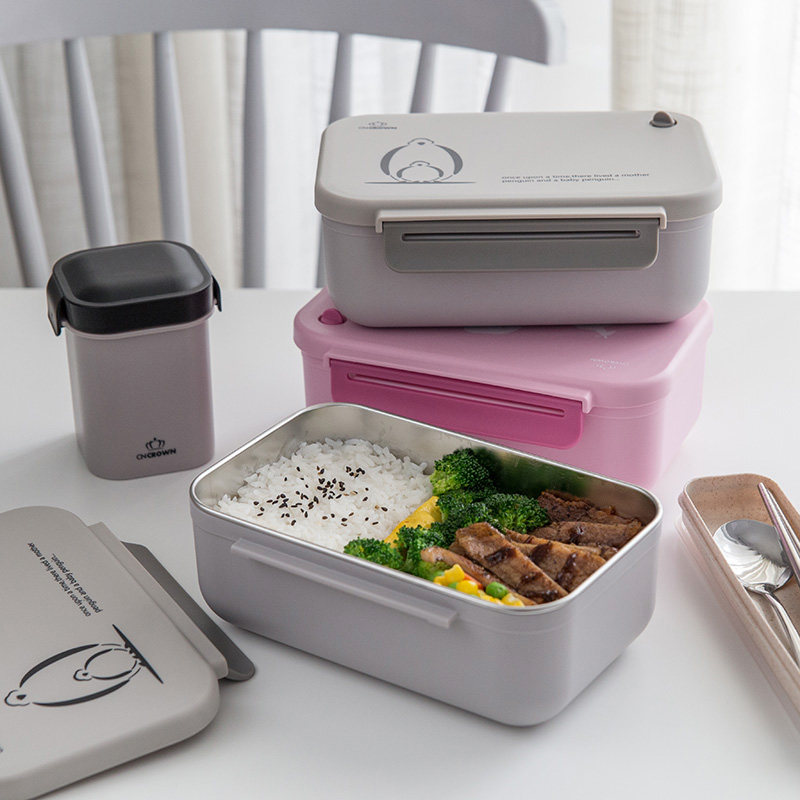 Coron dual-use bento box 304 stainless steel thermal insulation bento box lunch room with rice insulation to work with rice microwave oven