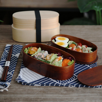 Japanese wooden double-layer lunch box bento box rice retro group sushi box picnic box portable fruit snack box