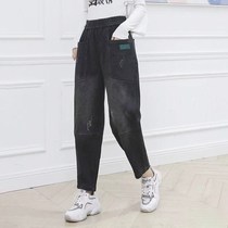 Zhou to Red Autumn New washed jeans 40-50 years old middle-aged womens pants foreign style mother