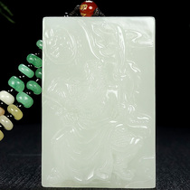 Natural Hetian Jade White jade Guan Gong pendant Mens jade jade pendant Guan Erye necklace Mens jade brand jade pendant