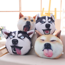 3D two Husky fat Shiba Inu detachable washable pillow cushion Two yuan expression package Office student nap pillow