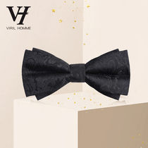 Mens best man groom red black bow tie shirt male wedding wedding British high-end Korean women bow