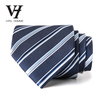 Mens blue tie shirt mens dress business 8CM Korean interview wedding groom students career leisure tide