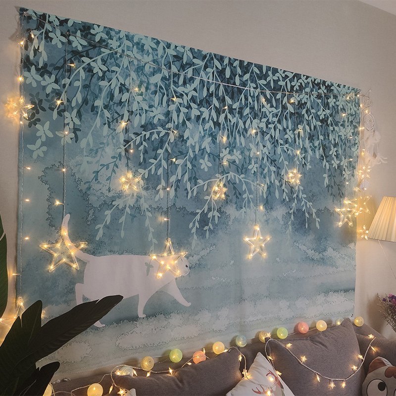 Background cloth ins hanging cloth net red decoration room tapestry bedroom bedside wall cloth background wall decoration hanging canvas art