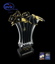 Italian original imported CEVIK Classic luxury high-pole diamond black gold rose crystal vase hem