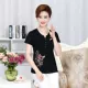 Áo mẹ mùa hè cotton ngắn tay áo thun nữ trung niên và cao tuổi thêu ngọn Phụ nữ trung niên mặc áo sơ mi đáy nhỏ - Phụ nữ cao cấp
