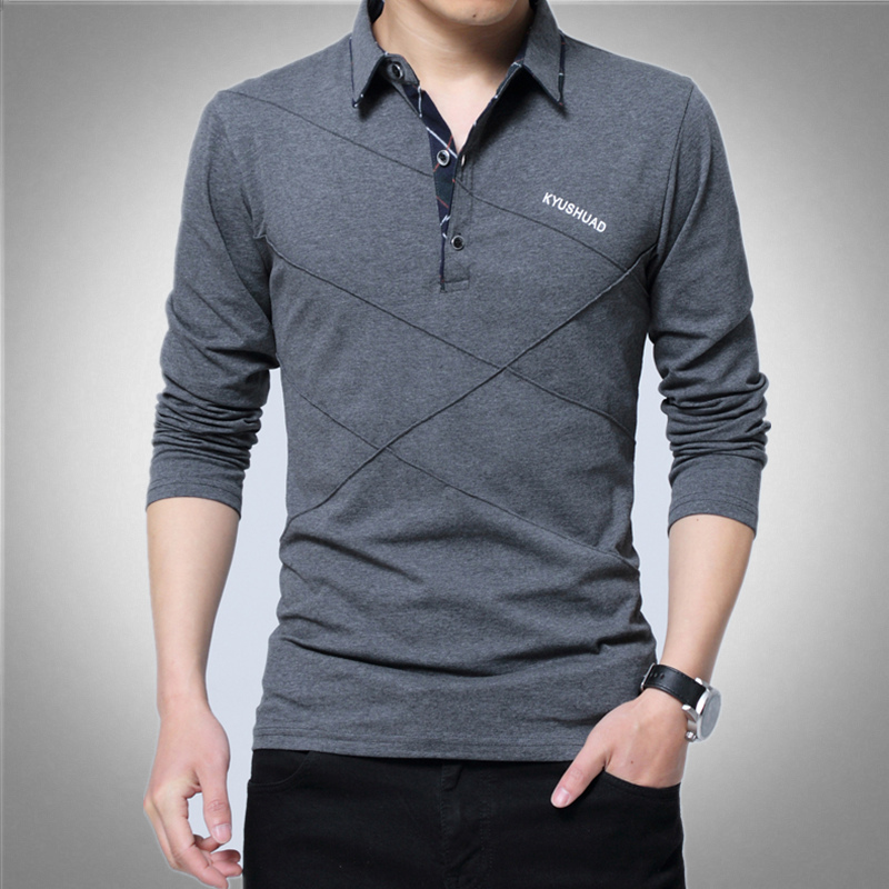 2026 New Long-Sleeved Shirt Collar T-Shirt Men's Turn-Down Collar T-Shirt Extra Large Size Clothing Base Shirt All-Cotton Top