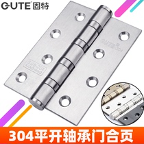 Solid 304 stainless steel ball bearing wood door flat open hinge thickened house door hinge 4 inch mute black