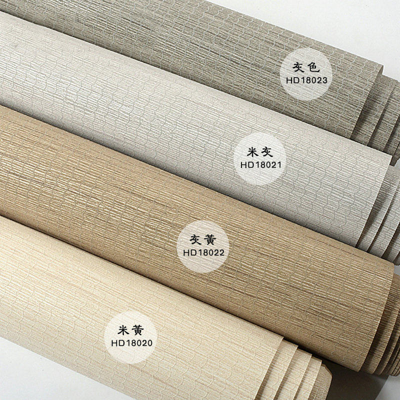 Non-woven environmentally friendly wallpaper self-adhesive plain linen pattern home bedroom living room TV background wall wallpaper 10 meters