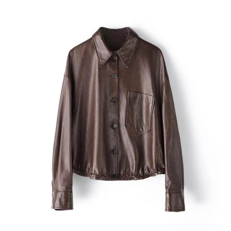 [Exclusive for Chengcheng Fans] Haining Genuine Leather Jacket for Women, Cold Emerald Sheepskin Jacket