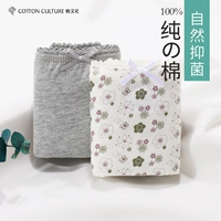 Cotton Văn hóa Đồ lót nữ 100% Cotton Boxer Cotton In hoa Mid-Eo Boxer Quần 2 Pack - Giữa eo quan lot hoc sinh