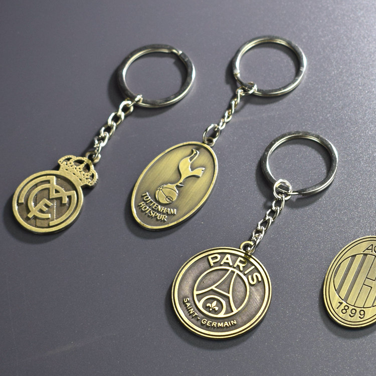 Soccer Souvenirs surrounding metal bronze key button emblem hanging piece of MayBassaman United City Milan