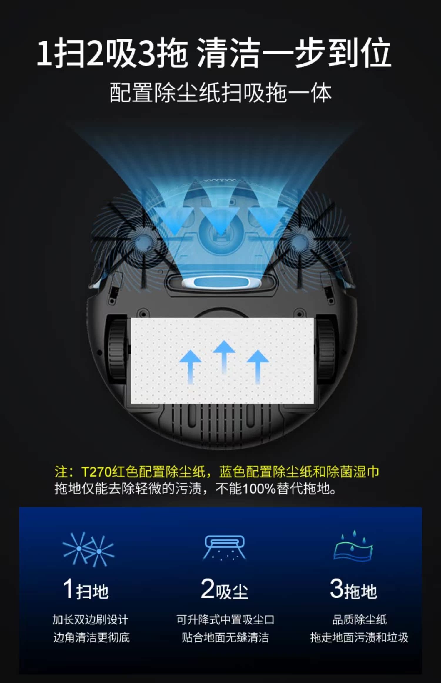 长虹集团卫博士扫地机器人扫拖一体家用全自动超薄智能吸尘三合一